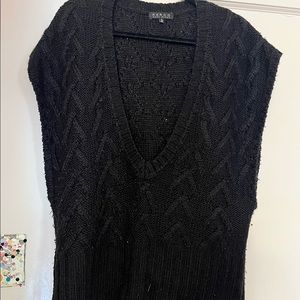 KAROO MARK EISEN Black Knitted Sweater V Neck Vest